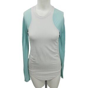 Lululemon Digni White Blue Stripe Long Sleeve Workout Shirt Size 4 S Racerback